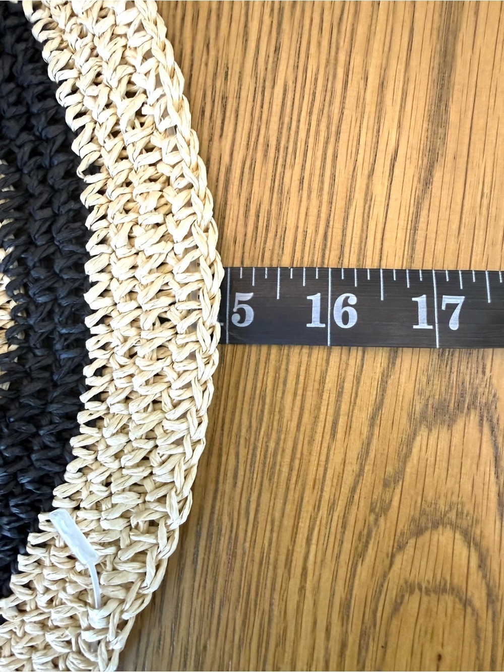 Four Buttons San Diego Hat Co Crochet Sun Hat Wide Brim Black Tan Striped NWT - Picture 2 of 14